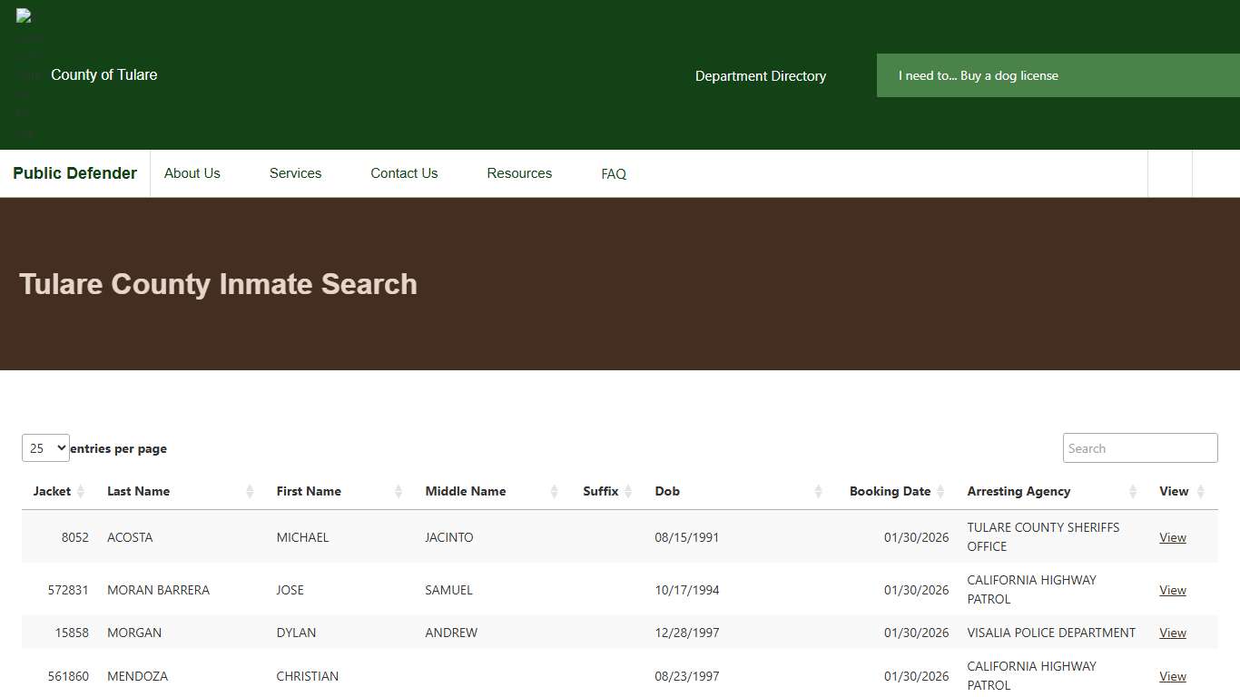 Tulare County Inmate Search Public Defender