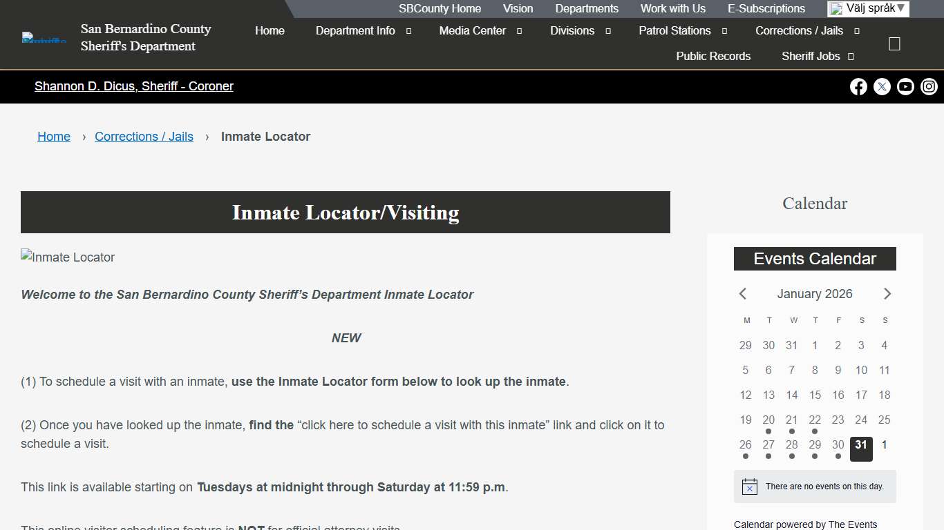 Inmate Locator – San Bernardino County Sheriff's Department